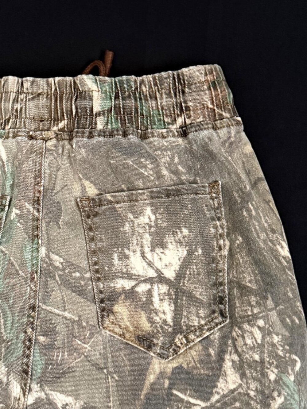 Telepatia Womens Denim Cargo Jogger Pants 7/28 Camo Stretch Drawstring - Picture 4 of 10